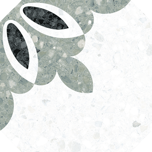 Декоративные элементы Vives Niza Octogono Antibes Verde, цвет чёрно-белый, поверхность матовая, квадрат, 200x200