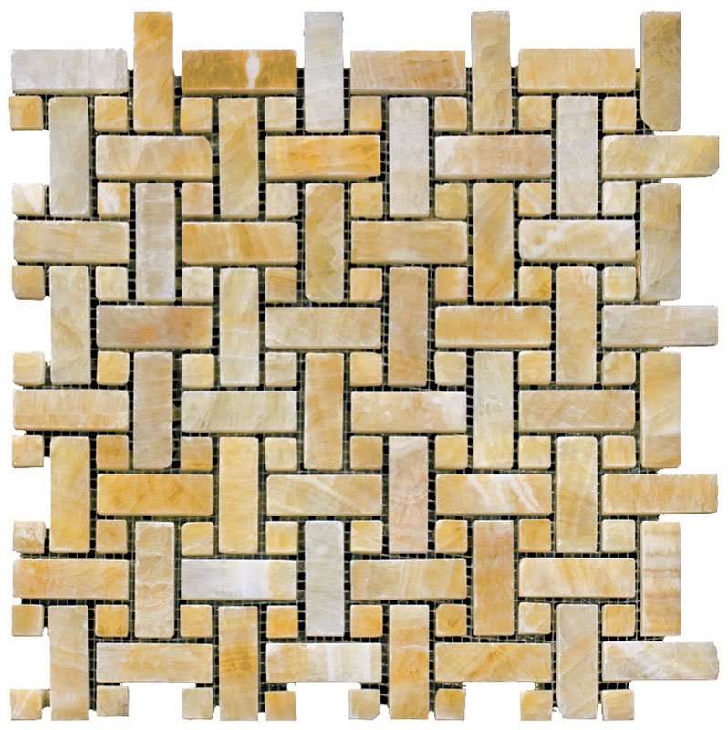 Мозаика Natural Mosaic Kelt Onyx Yellow M073-CP, цвет жёлтый, поверхность полированная, квадрат, 305x305