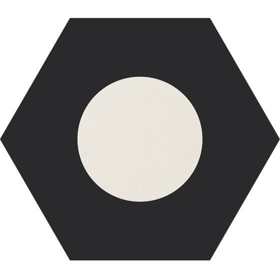 Керамогранит Ornamenta Corebasic Dot-Negative White CB60DNW, цвет чёрно-белый, поверхность матовая, шестиугольник, 600x600