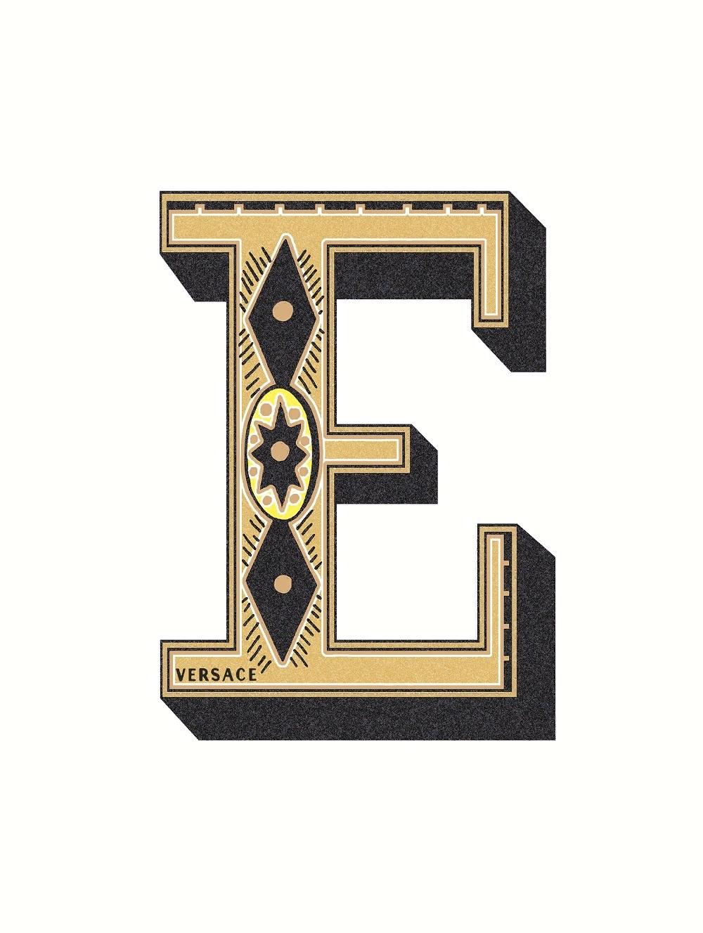 Декоративные элементы Versace Alphabet Lettera Bianca E 48944, цвет белый золотой, поверхность глянцевая, прямоугольник, 145x194