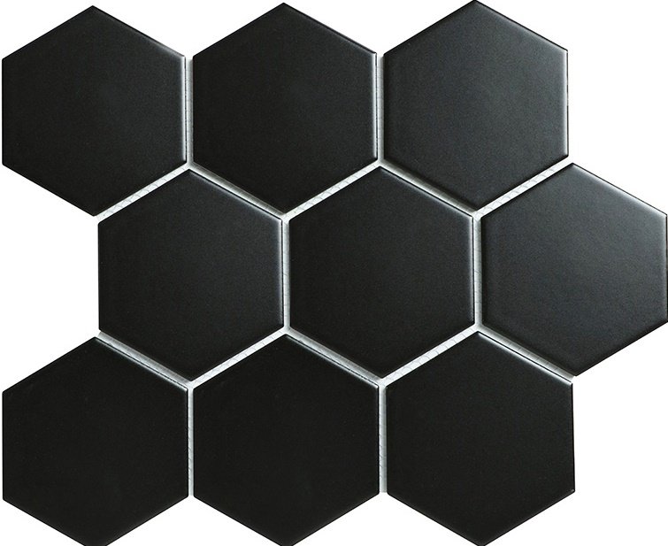 Мозаика Starmosaic Homework Hexagon Big Black Matt, цвет чёрный, поверхность матовая, шестиугольник, 256x295