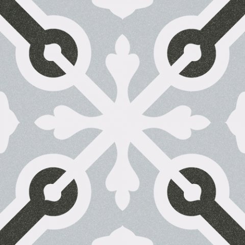 Декоративные элементы Vives 1900 Llagostera Gris, цвет чёрно-белый, поверхность матовая, квадрат, 200x200