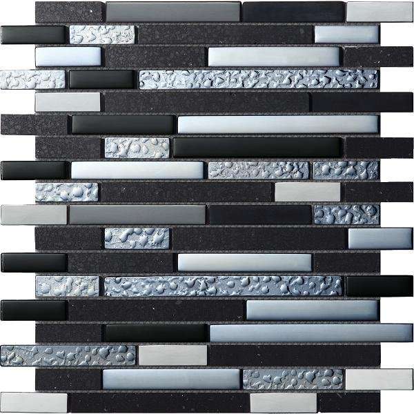 Мозаика Intermatex Quartz Black, цвет чёрно-белый, поверхность глянцевая, квадрат, 300x300