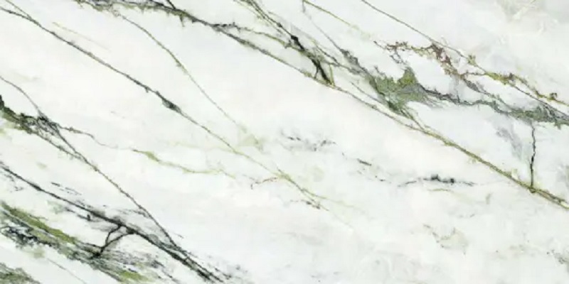 Широкоформатный керамогранит Urbatek Calacatta Green Silk D 100272109D, цвет белый зелёный, поверхность сатинированная, прямоугольник, 1200x2500