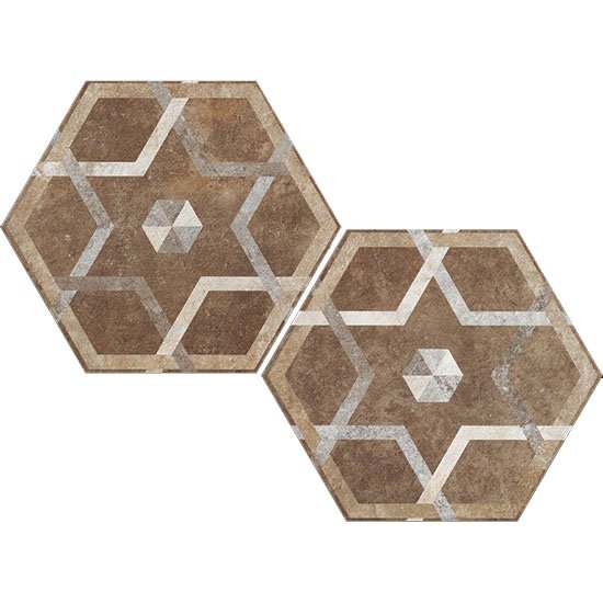 Декоративные элементы Fioranese Heritage Deco Exagona Texture 5, цвет коричневый, поверхность матовая, шестиугольник, 345x400