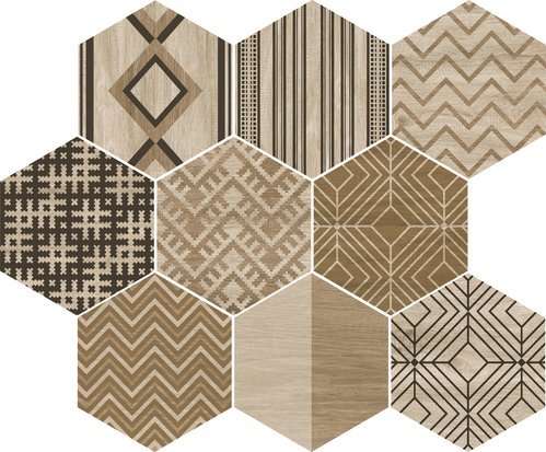 Декоративные элементы APE Alabama Decowood Haya Mix, цвет коричневый, поверхность матовая, прямоугольник, 250x290