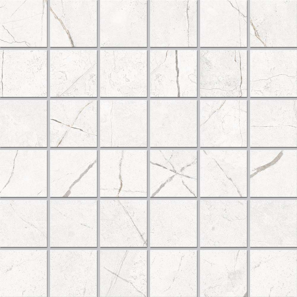 Мозаика Estima Nolana Mosaic White NL00 70766, цвет белый, поверхность матовая, квадрат, 300x300
