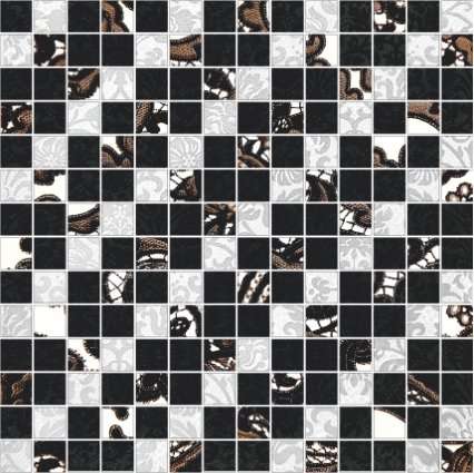 Мозаика Керамин Мозаика Органза 5, цвет чёрно-белый, поверхность матовая, квадрат, 300x300