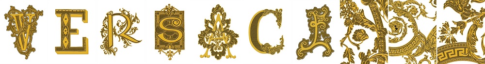 Декоративные элементы Versace Alphabet Versace Bianca 48901, цвет белый золотой, поверхность глянцевая, прямоугольник, 145x194