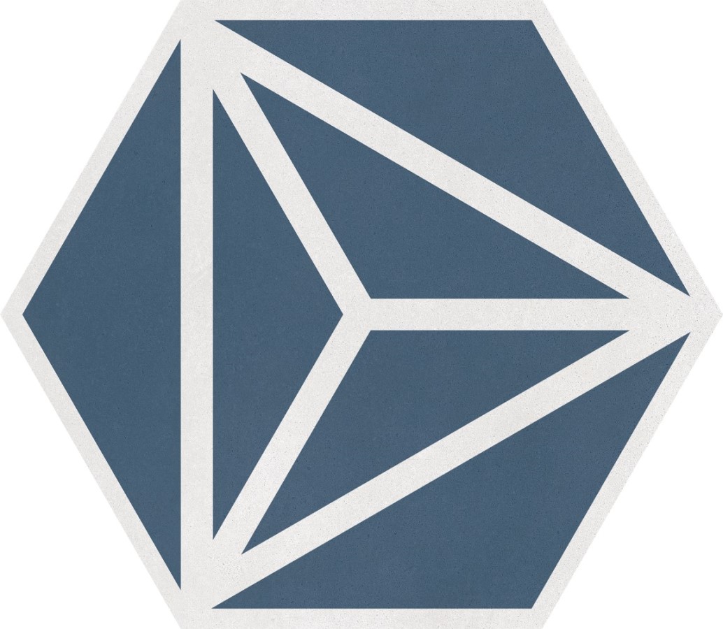 Керамогранит Harmony Varadero Azure 31049, цвет синий, поверхность матовая, шестиугольник, 228x198