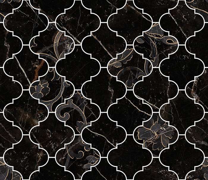 Мозаика Versace Emote Mos. Arabescato Nero Amasanta 262622, цвет чёрный, поверхность полированная, квадрат, 350x350