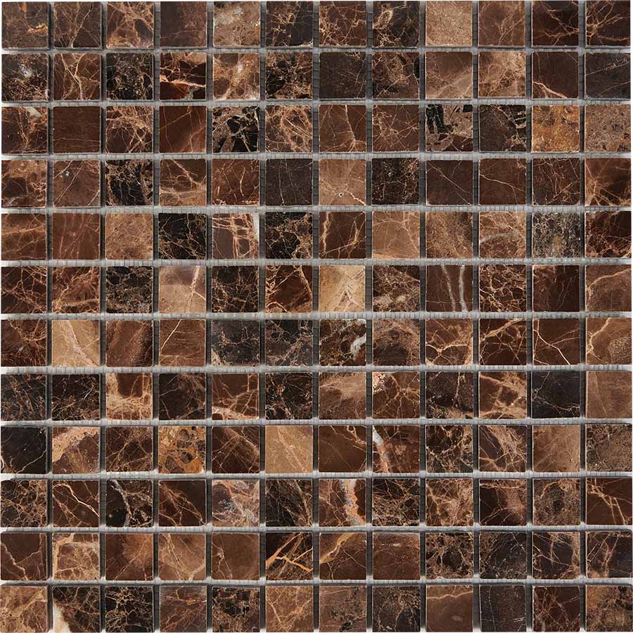 Мозаика Pixel Mosaic PIX217 Мрамор (23x23 мм), цвет коричневый, поверхность глянцевая, квадрат, 305x305