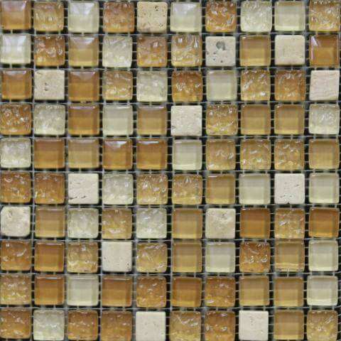 Мозаика Bars Crystal Mosaic Смеси с натуральными камнями HT 520-1 (15x15 mm), цвет разноцветный, поверхность глянцевая, квадрат, 300x300