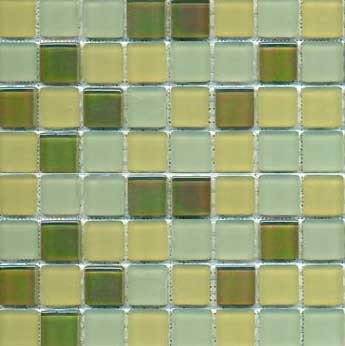 Мозаика Bars Crystal Mosaic Rainbow YHT 490 (15x15 mm), цвет зелёный, поверхность глянцевая, квадрат, 300x300