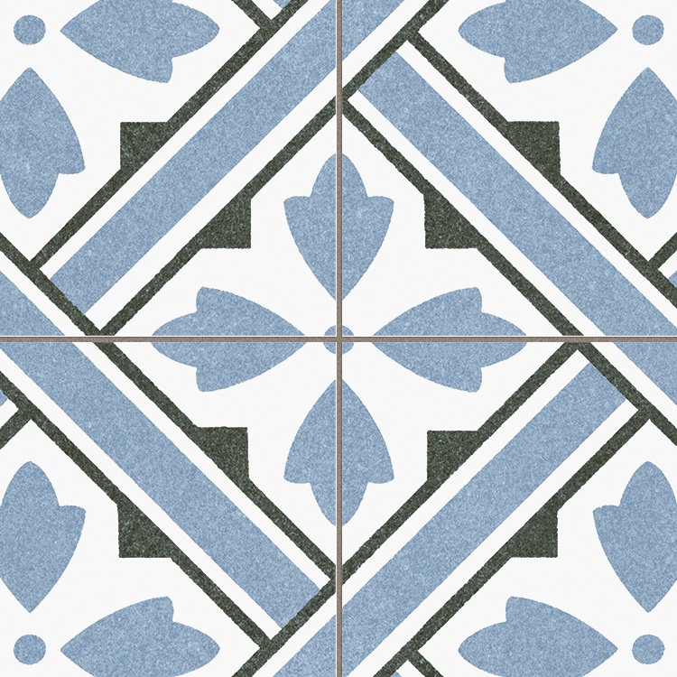 Керамогранит Prissmacer Howard Blue Pre., цвет белый чёрный голубой, поверхность матовая, квадрат, 450x450