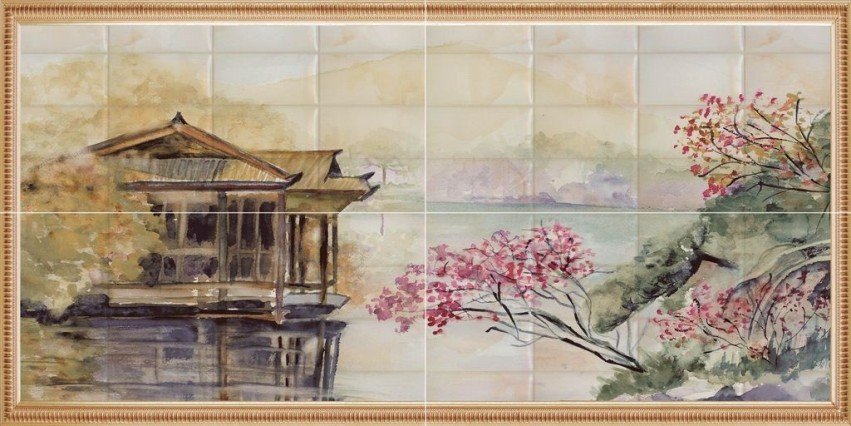 Панно Tecniceramica Onix Composition Sakura, цвет разноцветный, поверхность глянцевая, прямоугольник, 500x1000