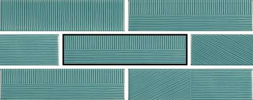 Керамическая плитка Sant Agostino Decorline Stripebrick Emerald CSASBEM730, цвет бирюзовый, поверхность глянцевая, прямоугольник, 73x300