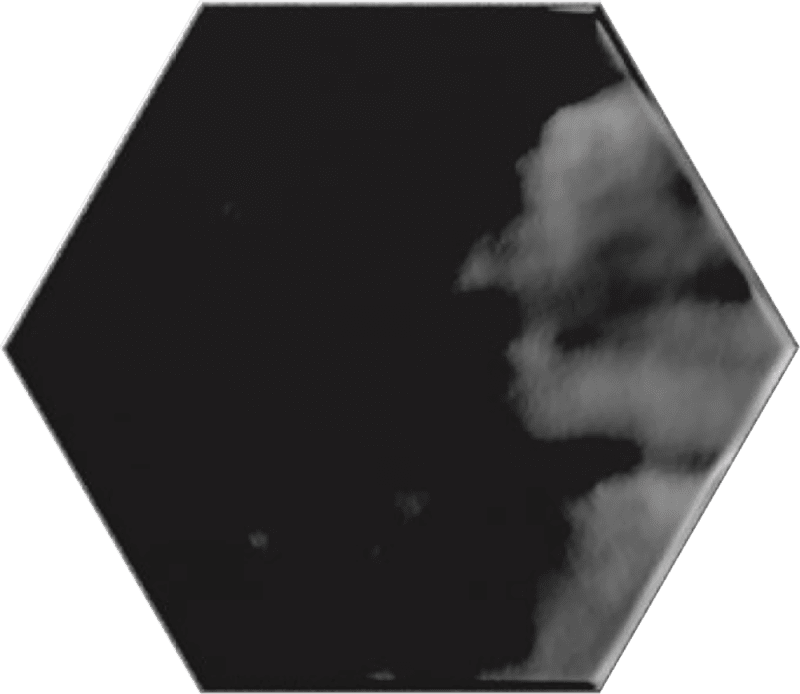 Керамическая плитка Ribesalbes Hex Black Glossy, цвет чёрный тёмный, поверхность глянцевая, шестиугольник, 150x173