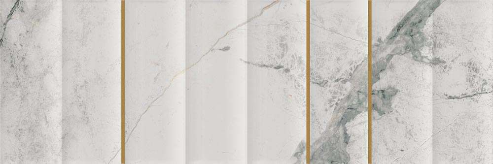 Керамогранит Vives Marblelous Izmir-R Brillo Oro, цвет белый серый, поверхность глянцевая рельефная, прямоугольник, 320x990