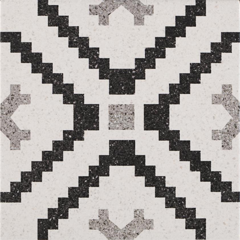 Керамогранит Pamesa Deco Lempicka, цвет чёрно-белый, поверхность матовая, квадрат, 223x223