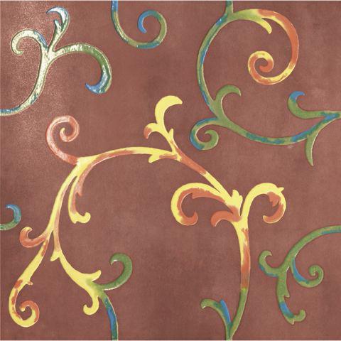 Керамогранит Petracers Rinascimento Rubino Acciaio/Rame Decoro, цвет коричневый, поверхность матовая, квадрат, 600x600