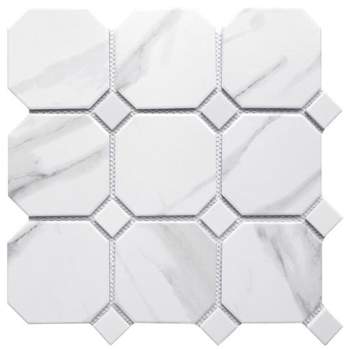 Мозаика Bonaparte Tango, цвет белый серый, поверхность матовая, квадрат, 300x300