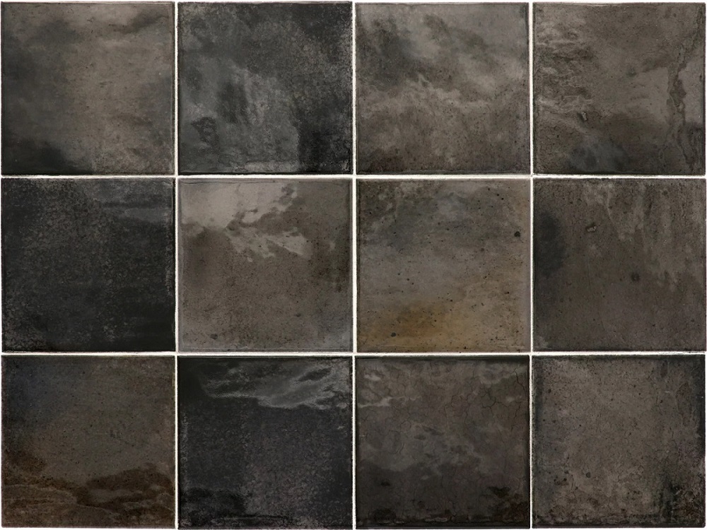 Керамическая плитка Equipe Hanoi Black Ash 30011, цвет чёрный, поверхность глянцевая, квадрат, 100x100