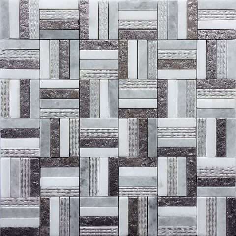 Мозаика Skalini Bastoni BST-02, цвет серый, поверхность глянцевая, квадрат, 300x300