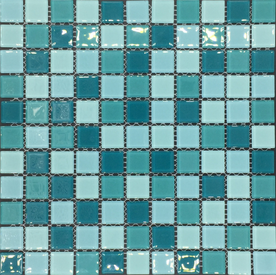 Мозаика Pixel Mosaic PIX006 Стекло (25x25 мм), цвет бирюзовый, поверхность глянцевая, квадрат, 300x300