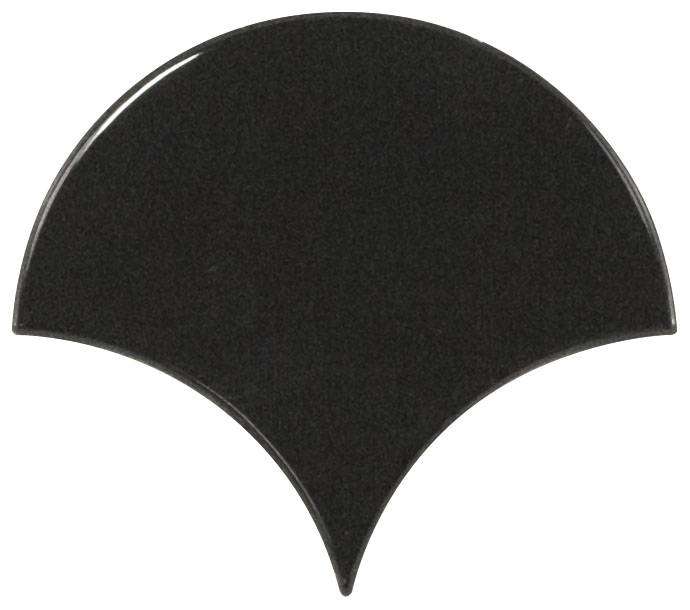Керамическая плитка Equipe Scale Fan Black 21967, цвет чёрный тёмный, поверхность глянцевая, чешуя, 106x120