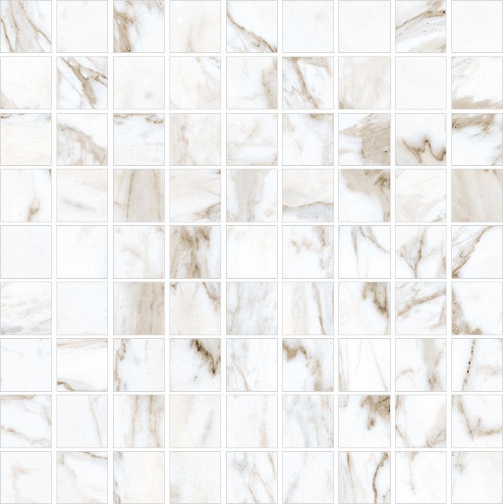Мозаика Kerranova Marble Trend K-1001/LR/m01, цвет белый, поверхность лаппатированная, квадрат, 300x300