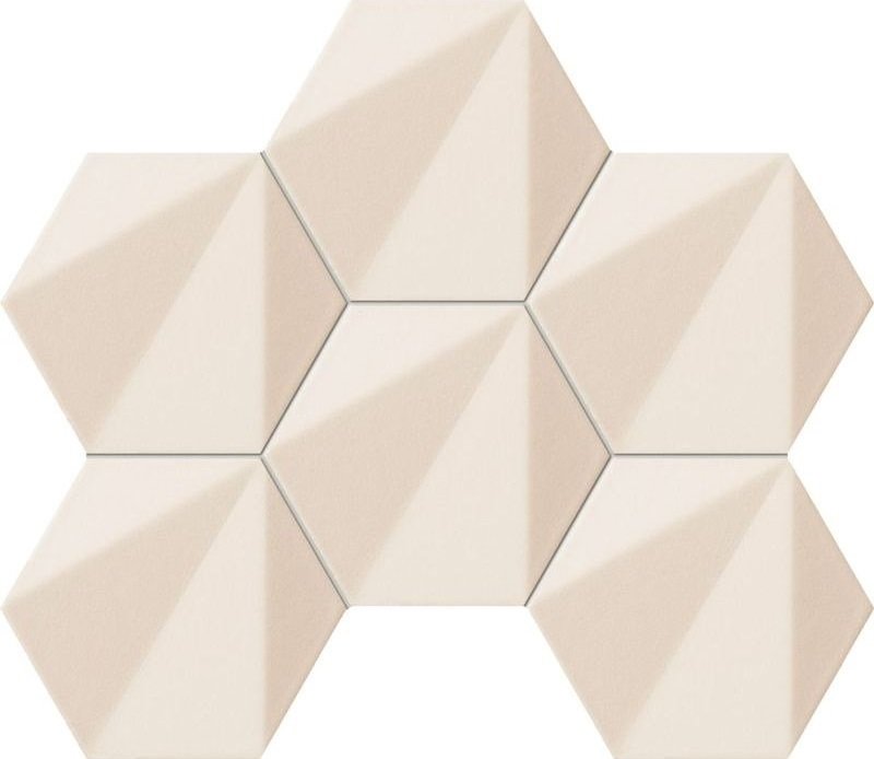 Мозаика Tubadzin MS-Beat of White Hex, цвет белый, поверхность матовая, шестиугольник, 221x289