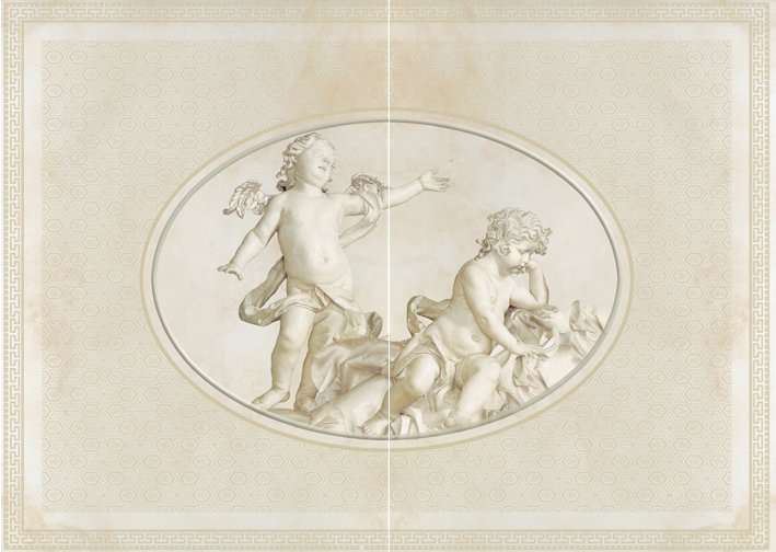 Панно Europa Ceramica Travertino Florence Decor A/B, цвет бежевый, поверхность глянцевая, прямоугольник, 632x452