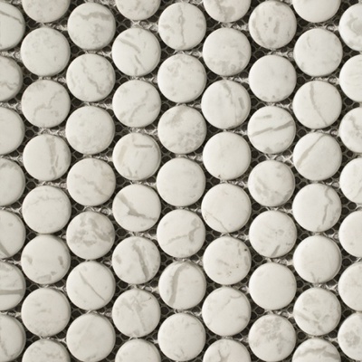 Мозаика  Round White Light Grey Nat JS2006YX-KL, цвет белый, поверхность натуральная, квадрат, 280x303