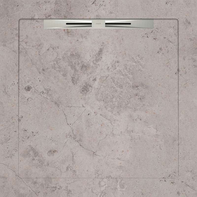 Спецэлементы Aquanit Fibre Grey Slope Line, цвет серый, поверхность матовая, квадрат, 900x900