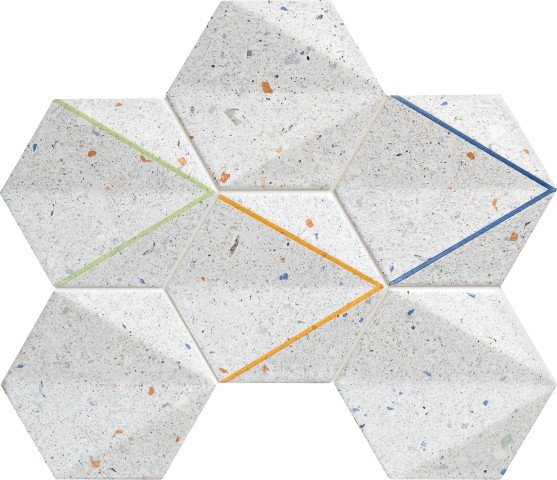 Мозаика Tubadzin Ms-Dots Grey, цвет серый, поверхность рельефная, шестиугольник, 221x298