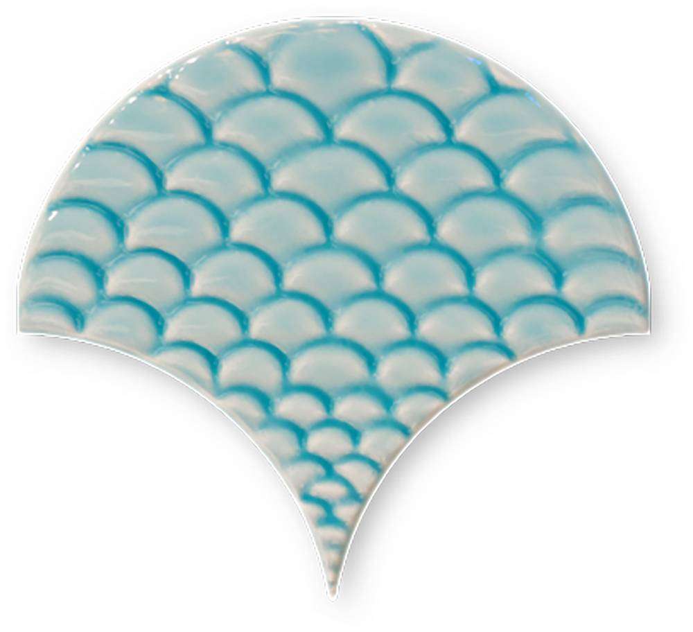 Декоративные элементы Maritima Escama Relieve Azul, цвет бирюзовый, поверхность глянцевая, чешуя, 140x160