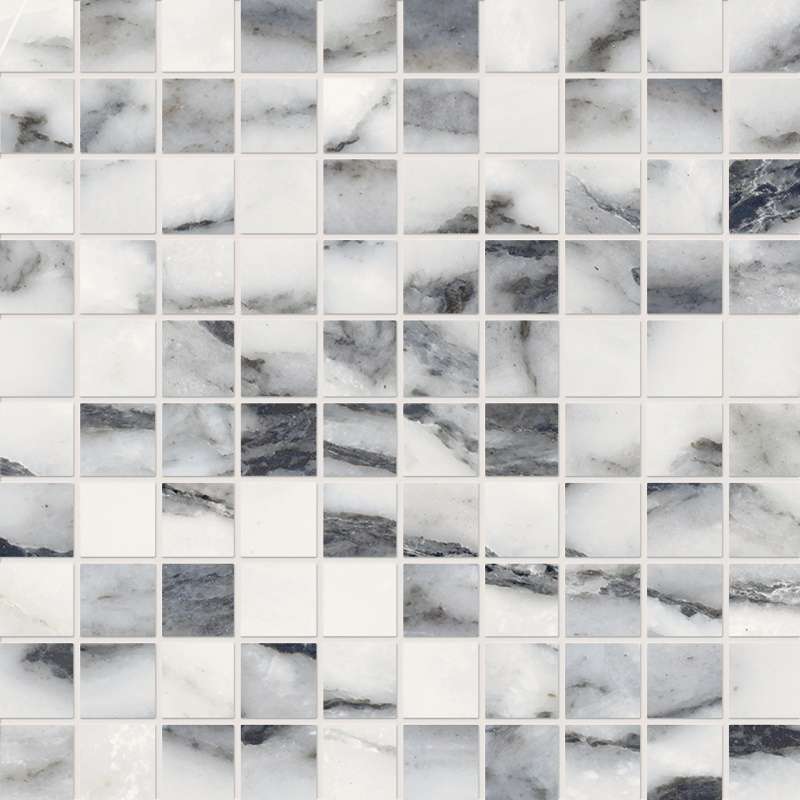 Мозаика Provenza Unique Marble Mosaico 3X3 Bianco Siena Lappato EL64, цвет чёрный, поверхность лаппатированная, квадрат, 300x300