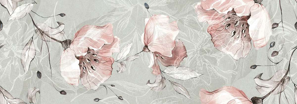 Декоративные элементы Love Tiles Sense Floral Ret, цвет серый розовый, поверхность матовая рельефная, прямоугольник, 350x1000