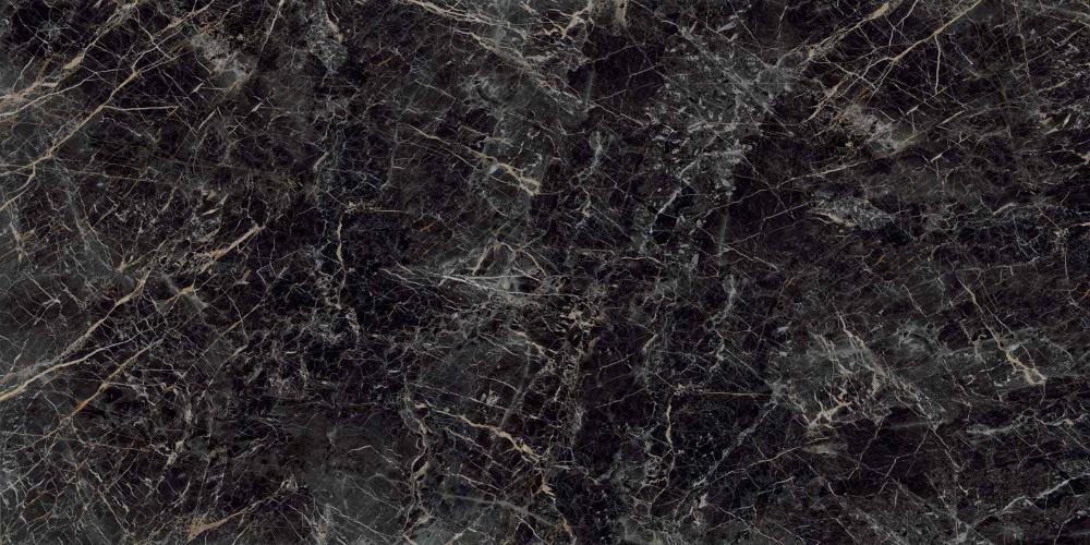 Широкоформатный керамогранит Marazzi Italy Grande Marble Look Saint Laurent Stuoiato Lux M37L, цвет чёрный, поверхность полированная, прямоугольник, 1600x3200