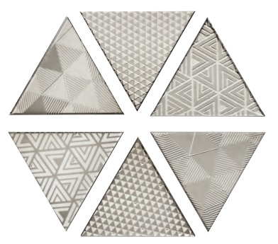 Декоративные элементы Petracers Triangolo Vibraziono Platino, цвет серый, поверхность глянцевая, квадрат, 170x170