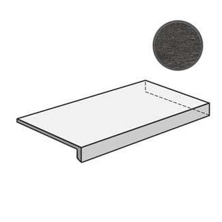 Ступени Mutina Flow Angolare corner tile DX Dark Grey 603119, цвет серый тёмный, поверхность матовая, прямоугольник с капиносом, 330x1200
