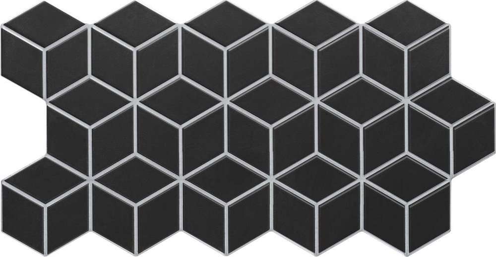 Керамогранит Realonda Rhombus Black, цвет чёрный, поверхность матовая, ромб, 265x510
