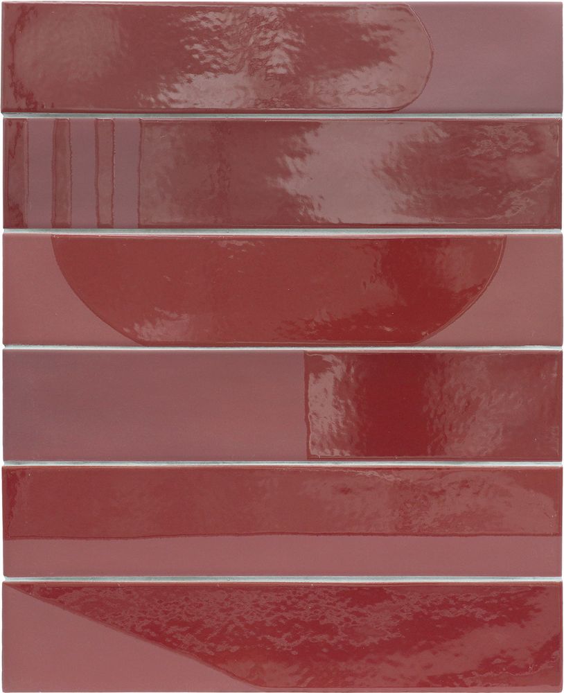 Керамогранит Equipe Wadi Decor Garnet 30170, цвет бордовый, поверхность глянцевая матовая, под кирпич, 60x300