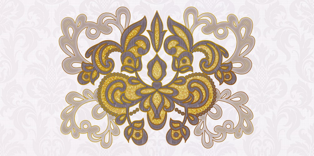 Декоративные элементы Piastrella Дамаск Барокко Декор 1, цвет белый, поверхность матовая, прямоугольник, 250x500