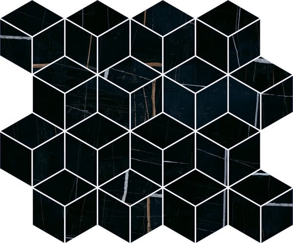 Мозаика Kerama Marazzi Греппи Черный T017\14026, цвет чёрный, поверхность глянцевая, прямоугольник, 375x450