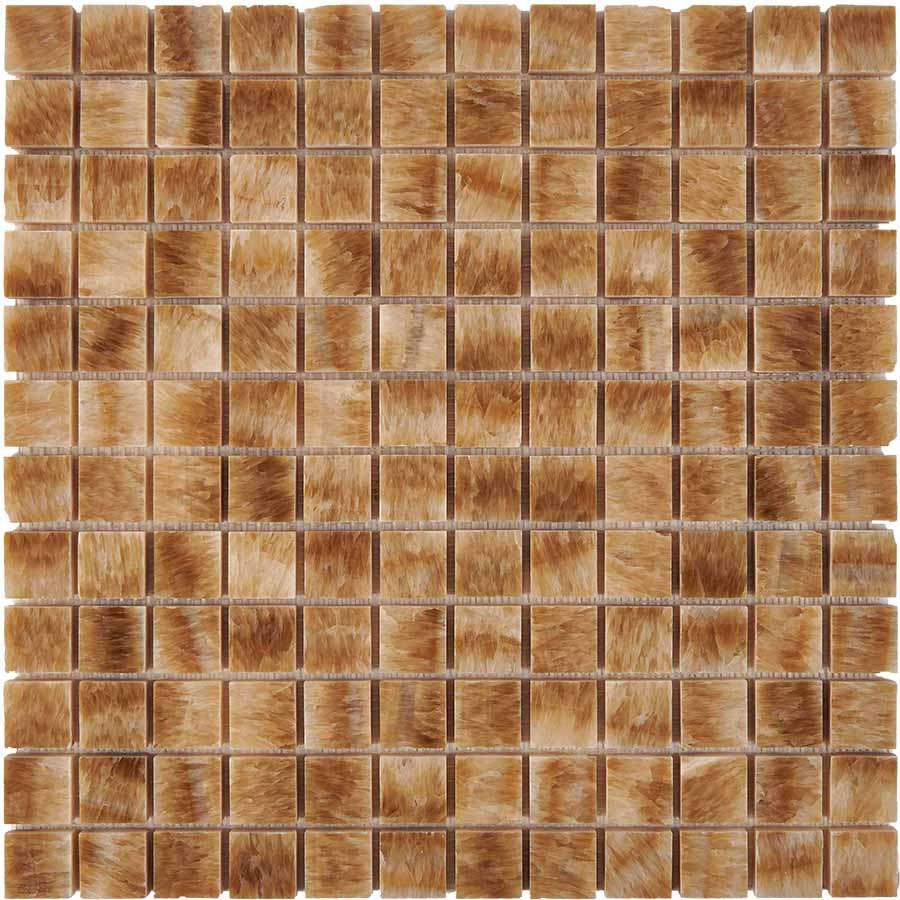 Мозаика Pixel Mosaic PIX205 Оникс (23x23 мм), цвет коричневый, поверхность глянцевая, квадрат, 305x305