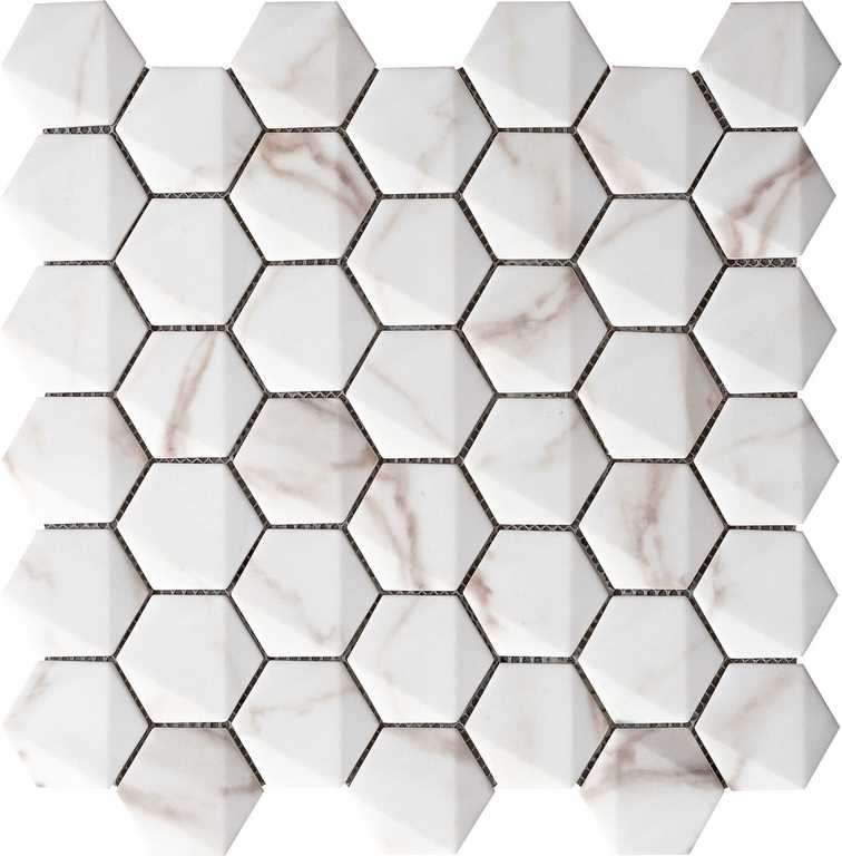 Мозаика Grespania Marmorea Calacata Hexagonal 69HE-CA, цвет белый, поверхность матовая, шестиугольник, 300x300
