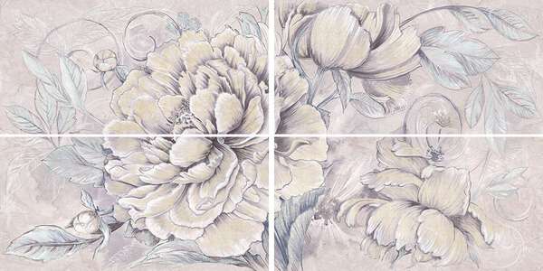 Панно Керлайф Delicato Bouquet Perla, цвет серый, поверхность матовая, прямоугольник, 630x1260