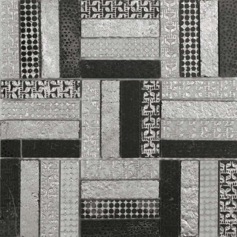 Мозаика Dune Stone Mosaics Lune 186906, цвет серый чёрный, поверхность матовая, квадрат, 300x300